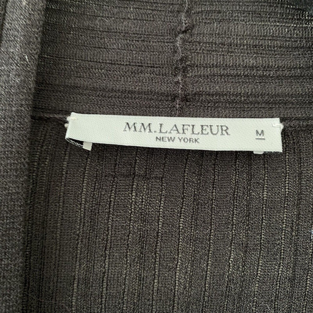 MM Lafleur Long Sleeve Black Lightweight Cardigan Side Slits Cotton Size Medium - Picture 5 of 6